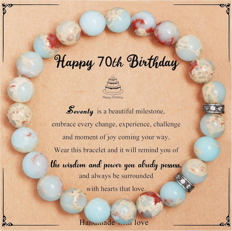 Yiyang 13th 16th 18th 21st 25th 30th 35th 40th 45th 50th 60th 65th 70th 75th 80th Birthday Gifts for Women, Natural Stone Bracelet Birthday Gifts for Women Mom Daughter Grandma Sister Coworker - Image 1